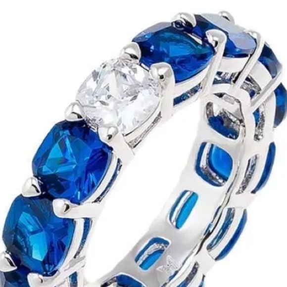 Adina Eden Blue and Silver Gemstone Ring New in Box - Picture 2 of 4